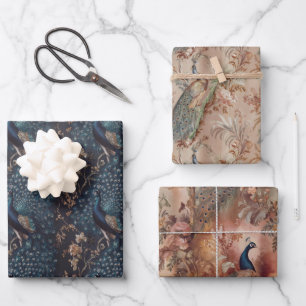 grillig  stijl patroon pauwenvogel inpakpapier vel