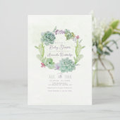 grillig succulent krans Baby shower Kaart (Staand voorkant)