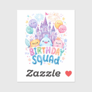 grillig verjaardagsfeest Shirt | Kasteel en ballon Sticker