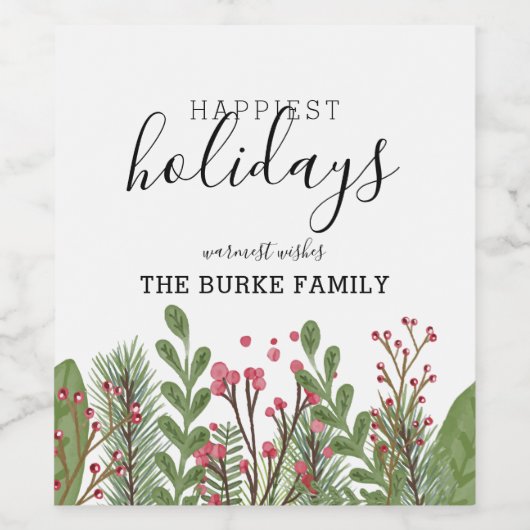 grillig wintergebladerte personaliseren wijn etiket (Enkel label)