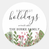 grillig wintergroen blad ronde sticker (Voorkant)