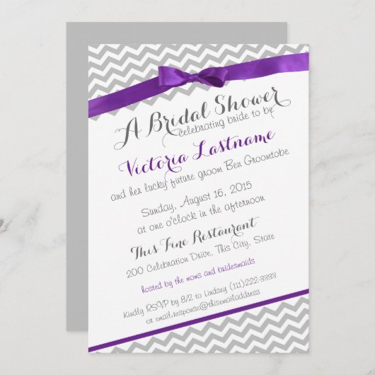 grillig zigzag Paarse Vrijgezellenfeest Kaart (Voorkant / Achterkant)