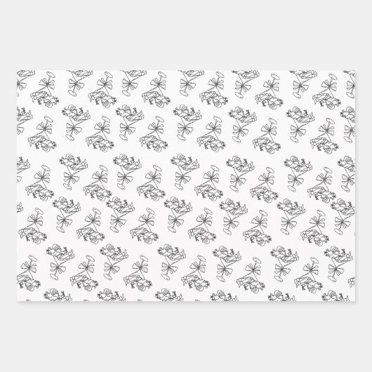 grillig zwart-wit trendy hand getekend inpakpapier vel (Voorkant 2)