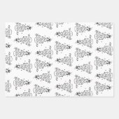 grillig zwart-wit trendy hand getekend inpakpapier vel (Voorkant)