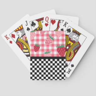 Grillige Aardbeien en Dambord Pokerkaarten