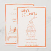 Grillige Abrikoos Save The Date Uitnodiging (Voorkant / Achterkant)