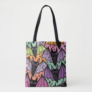 Grillige Abstracte Vleermuizen Patroon Halloween Draagtas
