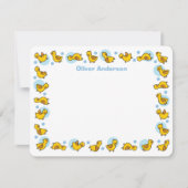 Grillige Baby Eendjes Eendjes Blauwe Baby Shower Bedankkaart (Voorkant)