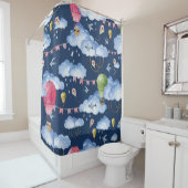 Grillige ballonnen: Waterverf wolkenpatroon Douchegordijn (In situ)