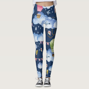 Grillige ballonnen: Waterverf wolkenpatroon Leggings