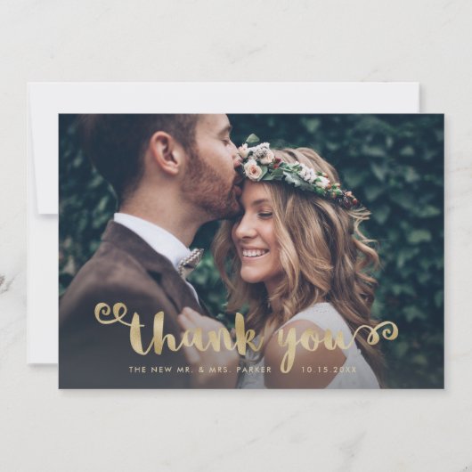 grillige Bedankt | Trouwfoto en gouden script (Voorkant)