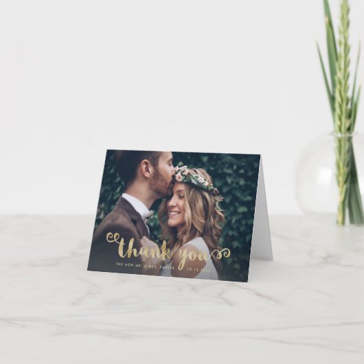 grillige Bedankt | Trouwfoto en gouden script (Voorkant)