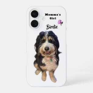 Grillige Bernedoodle Hond Foto Mama's Meisje Naam iPhone 16 Hoesje