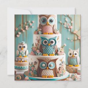 GRILLIGE BIG EYE UIL THEMA VERJAARDAGSTAART KAART