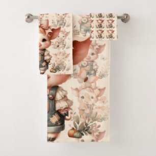 Grillige Big in Pastelkleurige Overall Perzik Bad Handdoek