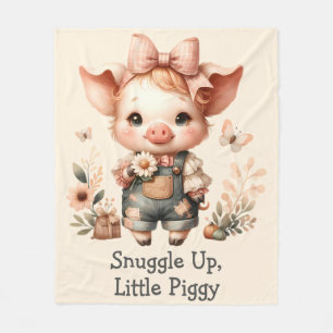 Grillige Biggetje in Pastel Overalls Perzik Fleece Deken