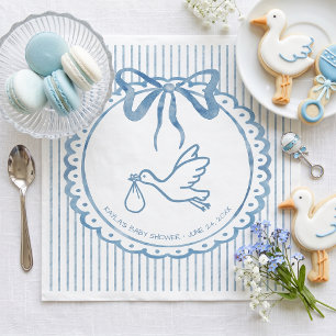 Grillige Blauwe Aquarel Lint Baby Shower Servet