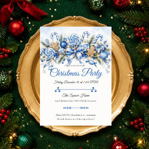 Grillige Blauwe Kerstfeest Kaart