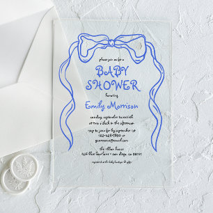 Grillige Blauwe Strik Baby Shower Uitnodiging voor Acryl Uitnodigingen