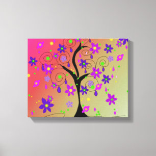 Grillige bloeiende boom canvas afdruk