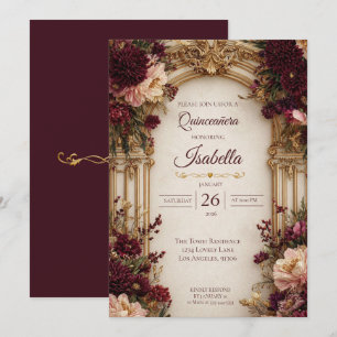 Grillige Bloem Gothic Quinceanera Uitnodiging
