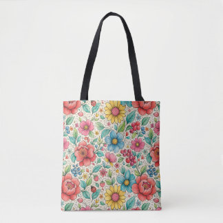 Grillige Bloemen Draagtas