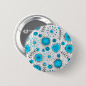 Grillige bloemen in blauw en wit ronde button 5,7 cm (Voorkant /achterkant)