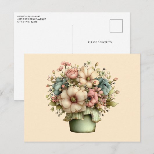Grillige Bloemen in een Pot Cute Briefkaart (Voorkant / Achterkant)