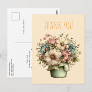 Grillige Bloemen in een Pot Cute Dank Je Briefkaart