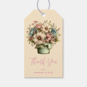 Grillige Bloemen in een Pot Cute - Feestje Cadeaulabel