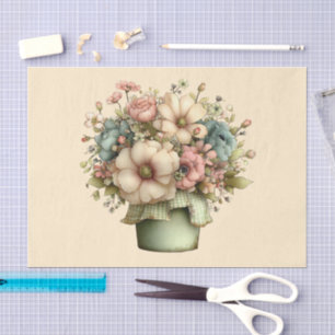 Grillige Bloemen in een Pot Cute Tissuepapier