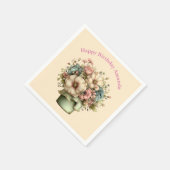 Grillige Bloemen in een Pot Cute Verjaardag Servet (Hoek)