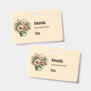 Grillige Bloemen in een Pot Cute Zakelijk Badge