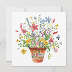 Grillige Bloemen in Pot Denken Aan Jou Kaart