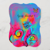 GRILLIGE BLOEMEN & VLINDERS Blauw roze geel Kaart (Voorkant / Achterkant)