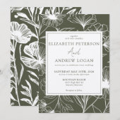 grillige bloemenbruiloft kaart (Voorkant / Achterkant)