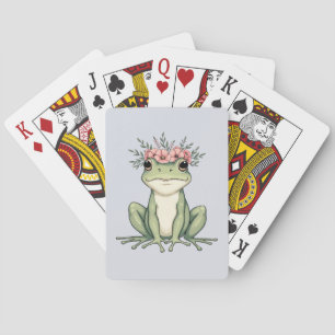 Grillige Bloemrijke Kikker Cottagecore Kunst Pokerkaarten