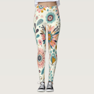 Grillige Boheemse Veren en Bloemen Leggings
