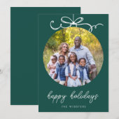 Grillige Boog Versiering Jade Groen Foto Feestdagenkaart (Voorkant / Achterkant)