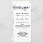 grillige boom paarse lovebirds bruiloft programma (Voorkant / Achterkant)