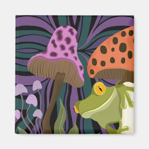 Grillige boomkikker en paddenstoelen magneet