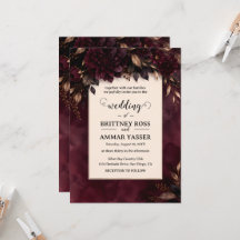 Grillige bordeaux & gouden bloemen winter bruiloft