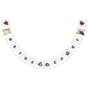 Grillige bordeauxrode bloem gotische bruidsshower vlaggetjes