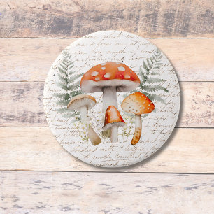 Grillige Bos Paddenstoel Vintage Boerderijwoning Ronde Button 7,6 Cm