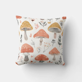 Grillige bos paddestoel patroon worp kussen