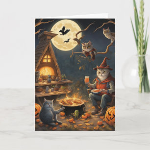 Grillige bosdieren Halloween kampeerfeestje Kaart