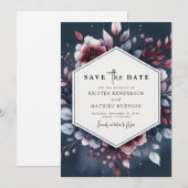 grillige bourgondische bruiloft save the date (Voorkant / Achterkant)