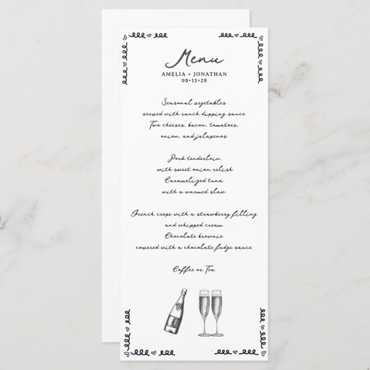 grillige bruiloft menu (Voorkant / Achterkant)