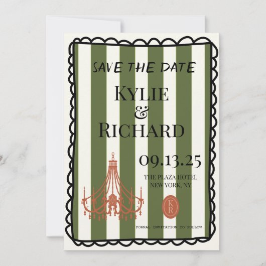 Grillige Bubbelrand Save The Date Kaart (Voorkant)