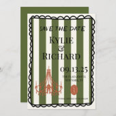 Grillige Bubbelrand Save The Date Kaart (Voorkant / Achterkant)